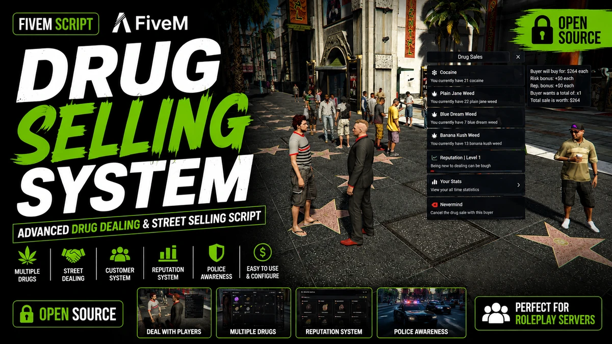 Drug Selling System FiveM | Advanced Drug Dealing & Street Selling Script | Open Source